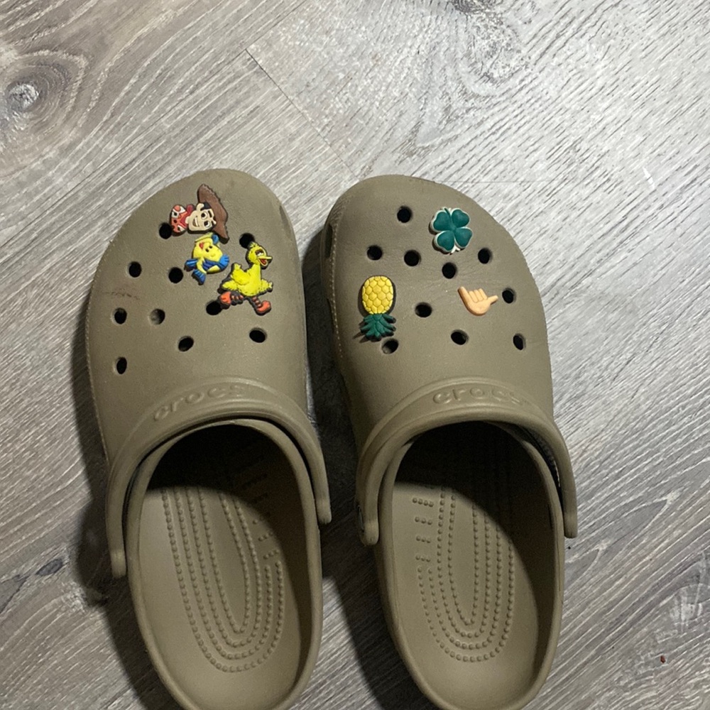 Army green crocs